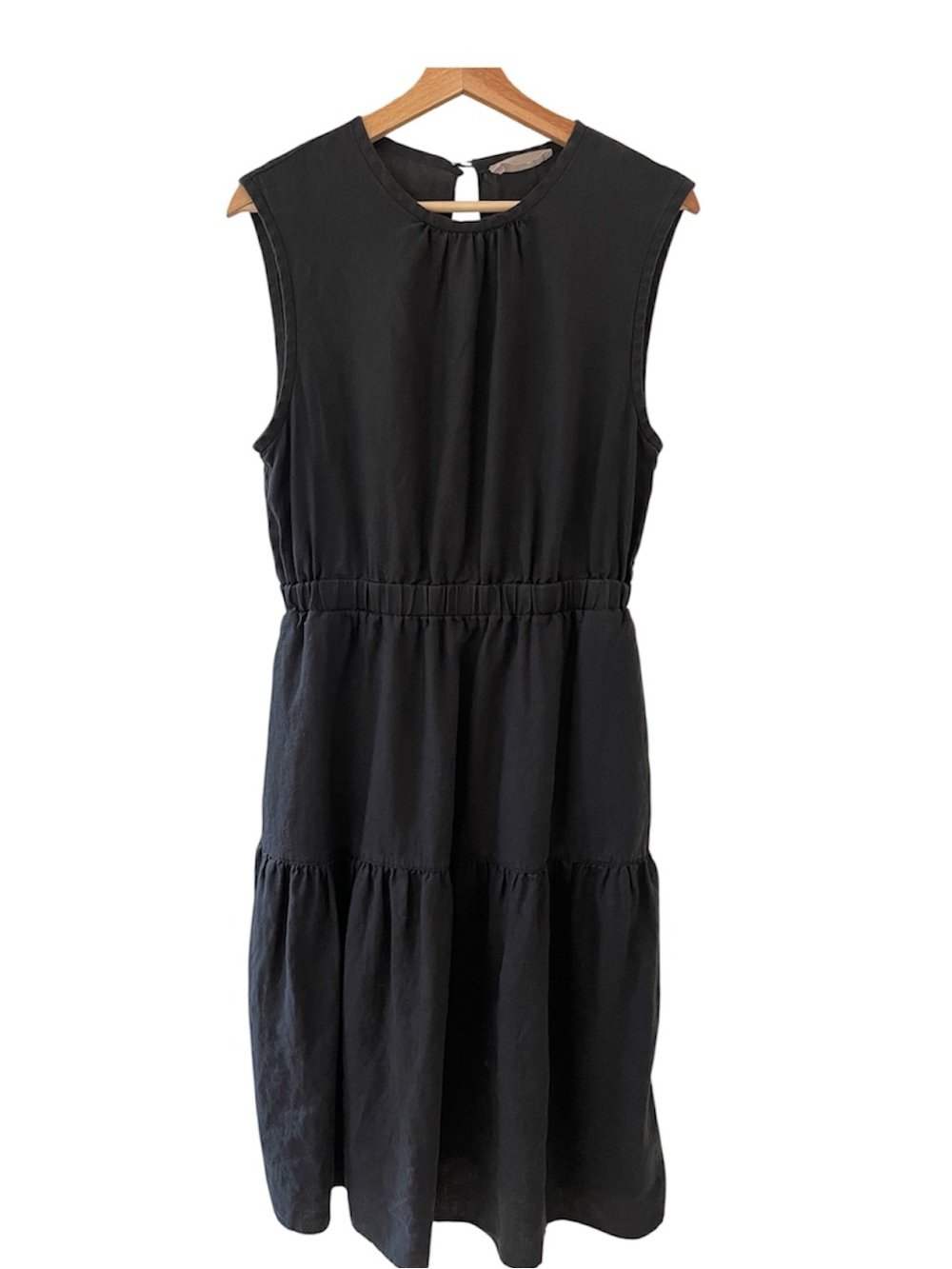 Everlane Open Back Linen Dress with Cotton Lining and Pockets in Black meduim